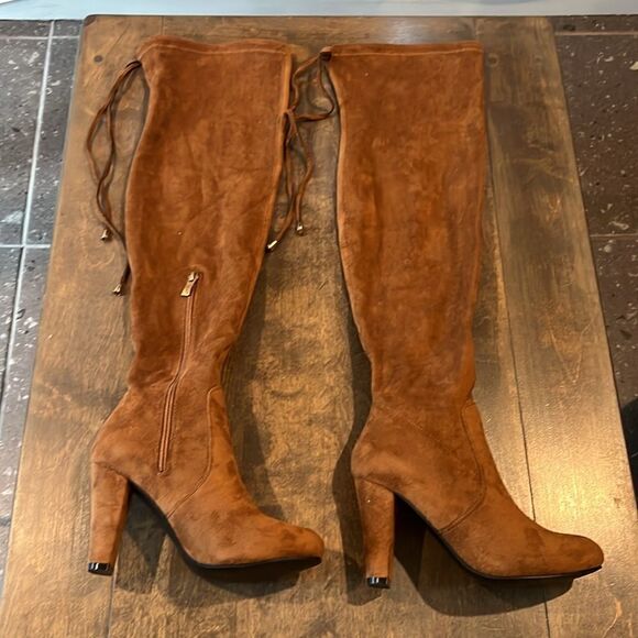 Vepose 994 Fashion Suede High Chunky Heel Over The Knee High Boots With Zipper - Picture 6 of 14